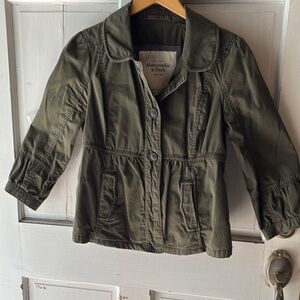 Abercrombie & Fitch Olive Utility Jacket with Button Front